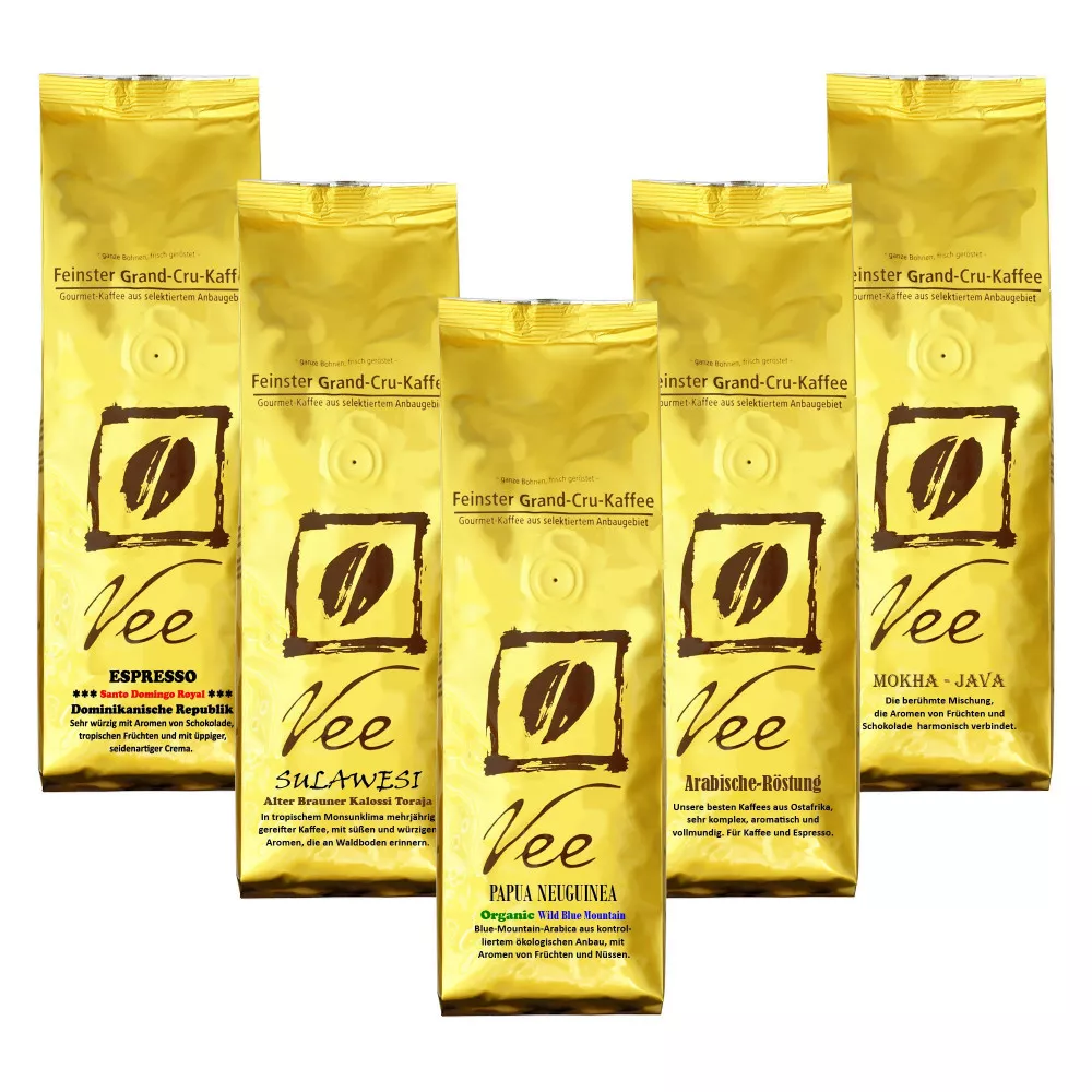 Vee's Probier-Set 4: Außergewöhnliche Kaffees - Täglich frisch und schonend für Sie geröstet. Seit 1999 | Vee's Probier-Set 4: Außergewöhnliche Kaffees - Täglich frisch und schonend für Sie geröstet. Seit 1999 |